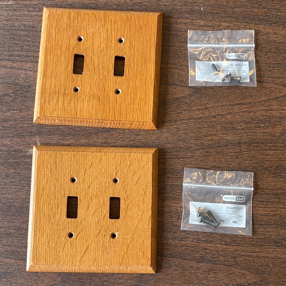 Solid Oak Wooden Double Light Switch Covers - Picture 1 of 2